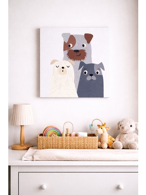 Photonom Sevimli Köpekler Çizimi | Ev Dekorasyon Kanvas Tablo | Çocuk Odası | Ev Hediyesi