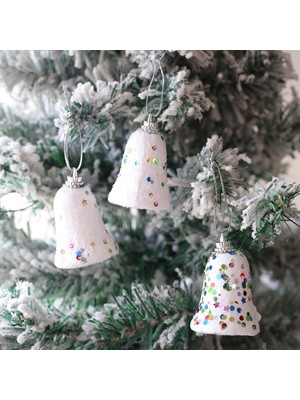 Adoz Shopping 6 Adet Lüx Set Ağacı Süslemeleri Topları Topu Parti Asılı Top Yılbaşı Süsleri 6 cm Yeşil Yılbaşı Ağacı Süsü Beyaz