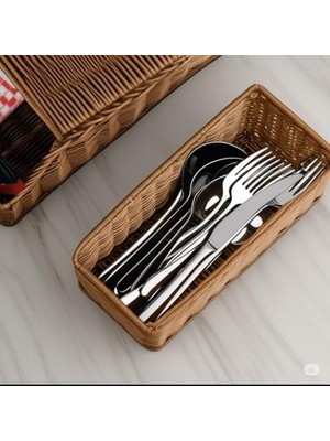 Adoz Shopping Kosova Wicker Serisi Hasır Örme 3'lü Diktördgen Düzenleyici