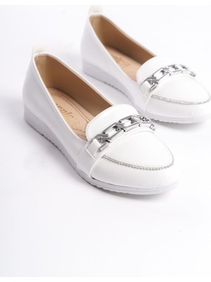 Sefayol Absolon Beyaz Mat Deri Kadın Babet