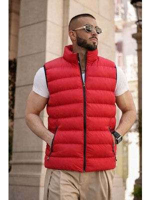 Comstar Erkek Kışlık Astarlı Basic Kırmızı Şişme Yelek