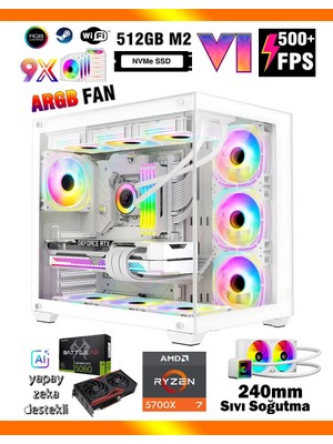 Zeiron Mirage X32 White Ryzen 7 5700X ∣ 16GB RAM ∣ 512GB SSD ∣ RTX5060 Sıvı Soğutmalı Oyun Bilgisayarı