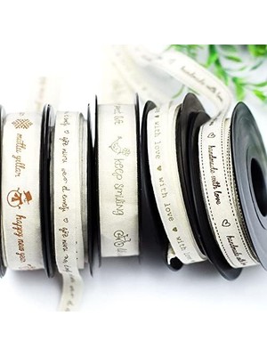 Adoz Shopping Pamuk Şerit, With Love, 1 cm 5 Metre