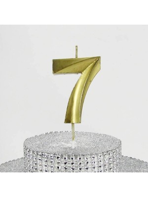 Adoz Shopping 7 Yedi Rakamlı (Altın) Mum 6.5 cm