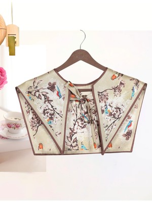 Nurfemina Çini Desenli Lüks Otantik Omuz Şalı | "turquoise Heritage" Geleneksel Motifli Tasarım Yaka Fuları