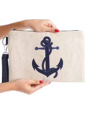 Mubiano Summer Kadın Bej Duck Keten Kumaş Çapa Clutch & Portföy Çanta - MSLY0109-BJ
