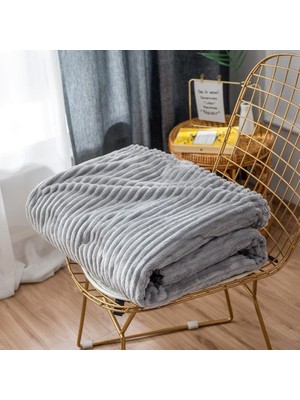 Adoz Shopping Tek Kişilik Fitilli Yumuşak Dokulu Tv Battaniye 120X170 cm Açık Gri