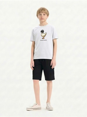 Broco Erkek Çocuk Kombini Alt-Üst Takım Şort   Baskılı T-Shirt Protect Your Head