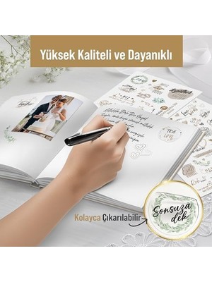 Adoz Shopping Düğün Seti, 325 Adet Çıkartma, Misafir, Konuk Defteri Veya Fotoğraf Albumü Için Sevgi Dolu Temalı, Dekorasyon Için Motifli Sözcüklü Düğün Etiketi, 10 Sayfa, A5 Boyut