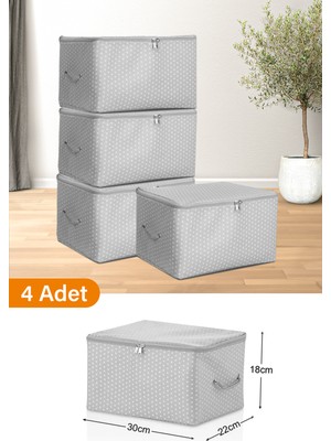 PremiumPort Mini Boy Gri Benekli Hurç Seti, 4 Adet, 30X22X18 cm