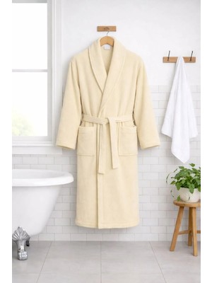 Ellia Soft Alex Bambu Pamuk Erkek Bornoz Bej