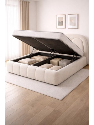 Mersanto Paris Bazalı Yatak Seti – Modern Sandıklı Depolamalı Çift Kişilik Yatak