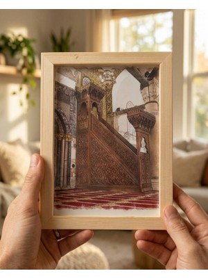 Zaytoon Selahuddin Minberi Dekoratif Tablo 15X20 cm Ahşap Çerçeveli Masaüstü ve Duvar