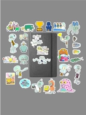 Adoz Shopping Squidward Paketi/bullet Journal Defter Çıkartma Ajanda Laptop Etiket