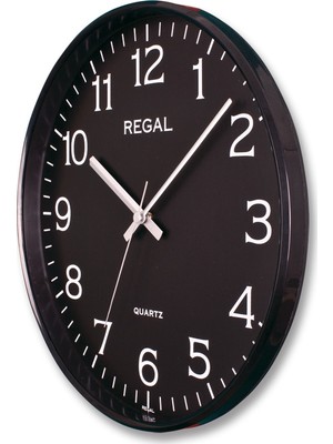 Regal Duvar Saati İnce Siyah Çerçeve Siyah Kadran Yuvarlak Şekil Dekoratif Tasarım