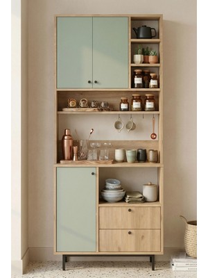 Robin Home Lounge Kahve Köşesi Çok Amaçlı Dolap Mutfak Dolabı Sepet-Ihlamur Yeşili