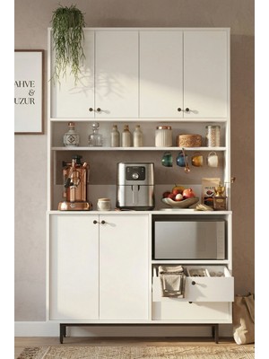 Robin Home Lounge Kahve Köşesi Çok Amaçlı Dolap Mutfak Dolabı Beyaz