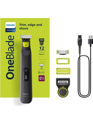 Philips OneBlade Pro QP6542/10 Elektrikli Tıraş Makinesi - Sakal & Yüz - Islak & Kuru Kullanım + Ayarlanabilir Tarak