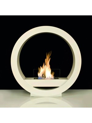 Starfire Round Design Beyaz Taşınabilir Bioethanol Şömine – Dumansız, Kokusuz