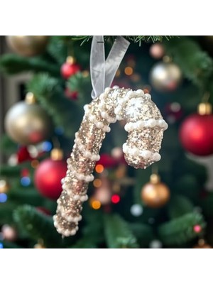 Adoz Shopping Yılbaşı Baston Şeker Inci Şeritli 17CM AST7243