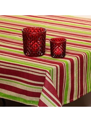 Adoz Shopping Renkli Çizgili Pamuklu Masa Örtüsü (140X180)