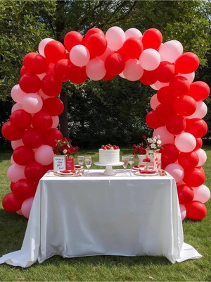 Umamiçe Çilek Konseptli Balon Seti - 25 Adet Metalik Pembe Balon - 25 Adet Metalik Kırmızı Balon