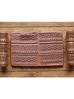 Atölye Dekupaj Model 111-Yılbaşı Kazağı Deseni Deboss & Emboss İkili Set - Polimer Kil Seramik Çamuru Doku Oklavası