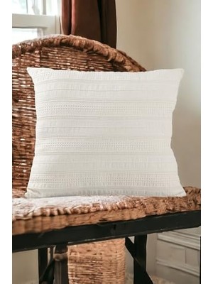 Adoz Shopping Buldan Dokuma TASARIM%100 Pamuklu 45X45CM Kırlent Kılıfı Krem Bej