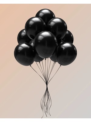 Umamiçe 20 Adet Metalik Siyah Balon