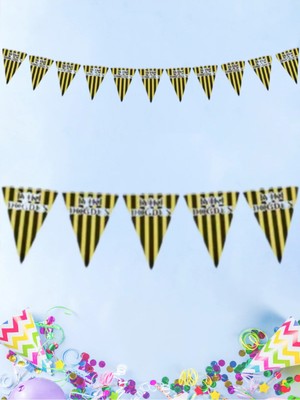 Umamiçe Sarı Lacivert Desenli Flama - Doğum Günü Flaması