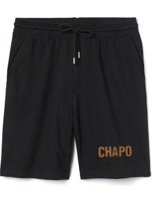 Tshirthane El Chapo Logo Erkek Siyah Şort