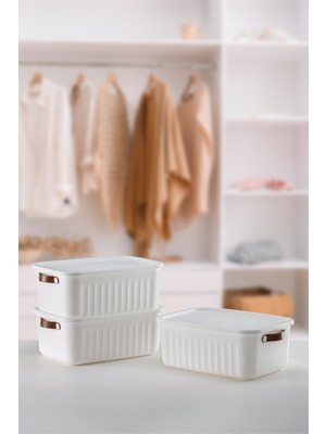 PremiumPort Çok Amaçlı Düzenleyici Kapaklı Kutu Seti, Dekoratif Saklama Çözümleri