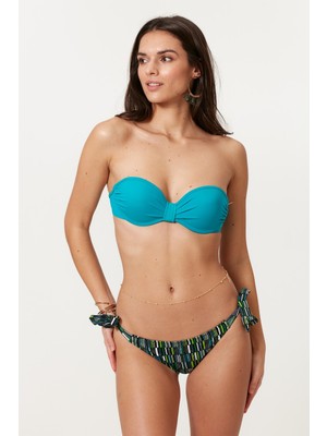 Pierre Cardin Destekli Dolgulu Straplez Desenli Bikini Takımı