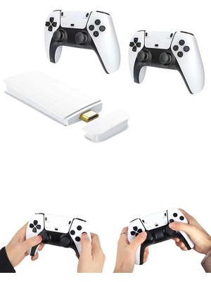 Akinco 4K Hd Görüntü Kaliteli Retro Game Stick 20000 Oyunlu Çift Kollu Beyaz Game Stick