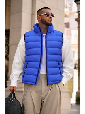 Comstar Erkek Kışlık Astarlı Basic S.mavi Şişme Yelek