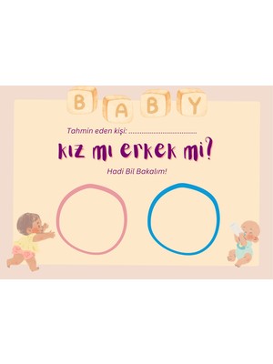 Alsem Store Bebek Cinsiyet Partisi Tahmin Oyunu Kartı -Baby Shower Kız Mı Erkek Mi? (50 Adet)
