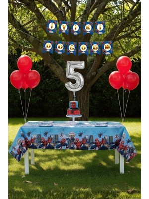 Umamiçe Örümcek Adam Temalı 5 Yaş Doğum Günü Parti Seti – Masa Örtüsü + Banner + Balonlar