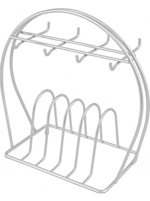 Adoz Shopping 6’lı Fincan Askılığı – Metal Tabak ve Fincan Düzenleyici Stand, Paslanmaz, Şık ve Kullanışlı Mutfak Organizeri