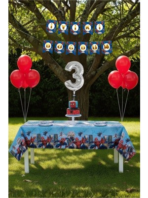 Umamiçe Örümcek Adam Temalı 3 Yaş Doğum Günü Parti Seti – Masa Örtüsü + Banner + Balonlar