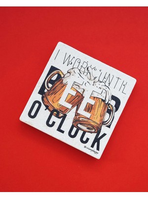 Corney Design Beer O'Clock Taş Bardak Altlığı Tekli