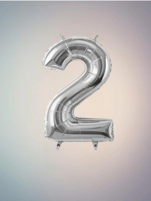 Umamiçe Sayı Balonları Gümüş 2 Rakam Balonu – 0'dan 9'a Tüm Rakamlar