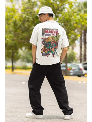 Sevbano Marvel Tale Vintage Baskılı Unisex Oversize Avengers Tişört