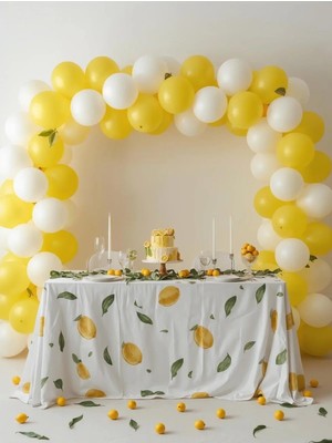 Umamiçe Limon Konseptli Metalik Parlak Balon - 10 Beyaz Balon - 10 Sarı Balon