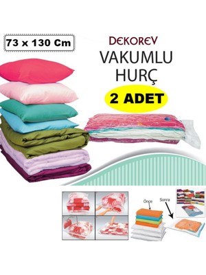 PremiumPort Iki Adet Büyük Boy Vakumlu Torba 73X130 Cm, Yorgan ve Yastık Için