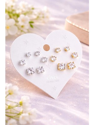 MentorAly Kadın Çoklu Küpe Seti | Minimal Taşlı & Figürlü Küpe Seti | Günlük & Kombin Küpe