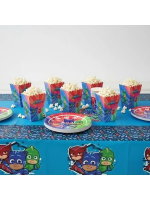 Umamiçe Pijamaskeliler Parti Seti – 8'li Mısır Kutusu + 8'li Tabak Bardak + Masa Örtüsü