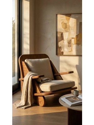 Praktura Stylısh Berjer Tekli Ahşap K Ceviz Koltuk