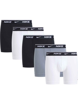 Nike Nıke Erkek Marka Logolu Elastik Bel Bantlı Beyaz-Gri-Siyah Boxer NQ00KE1296 Xyo