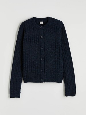 LC Waikiki Lcw Kids Lacivert Bisiklet Yaka Kız Çocuk Triko Hırka