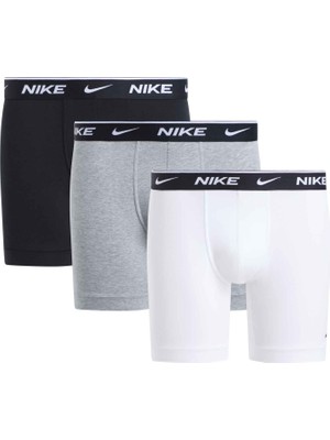 Nike Nıke Erkek Marka Logolu Günlük Kullanıma Uygun Beyaz-Gri-Siyah Boxer NQ00KE1285 Xyo